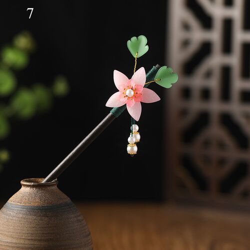 Handmade Luxury Flower Hairpins Hair s Vintage Wood Chinese