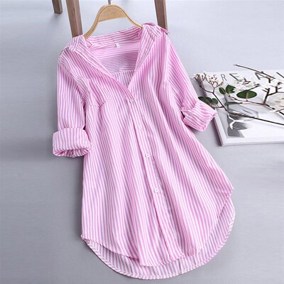 5xl Plus Size Spring Shirts For Women Fashion Stripe Button