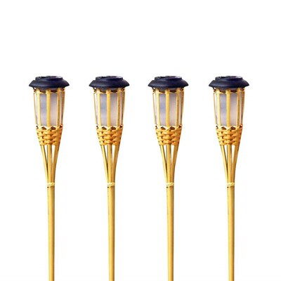 Automatic LED Flame Lawn Lamp Bamboo Solar Lights
