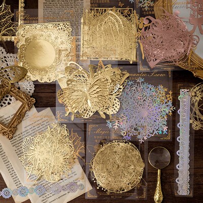 10pcs/pack INS Scrapbooking paper Bronzing Lace Decoration p