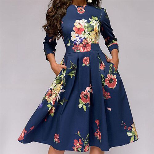 Fashion Women Dress Elegant Fashion Floral Print / Sleeve