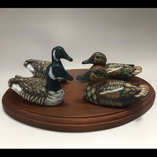 木鸭子创意客厅装饰品木制鸭子摆件一对姻缘卧室手工鸭子摆设