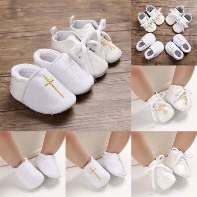 New White Baby Baptism Shoes Newborn Baby Fashion Toddler Sh