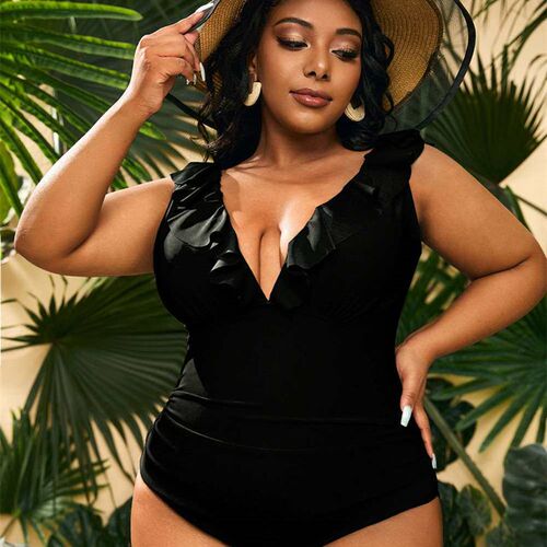 New large size one-piece conservative womens swimsuit large