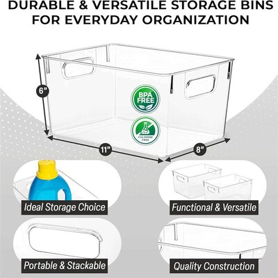 Clear Plastic Storage Bins Containers Pantry Organizers