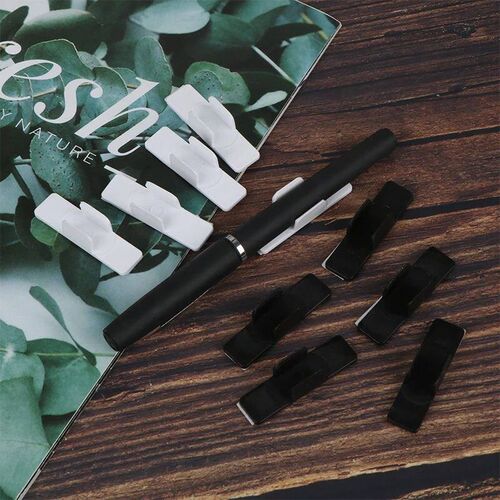 10Pcs Self Adhesive Pen Holder Pencil Plastic Clip Holder De