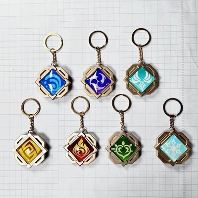 Genshin Impact Keychain, Vision Element Gods Eye fo
