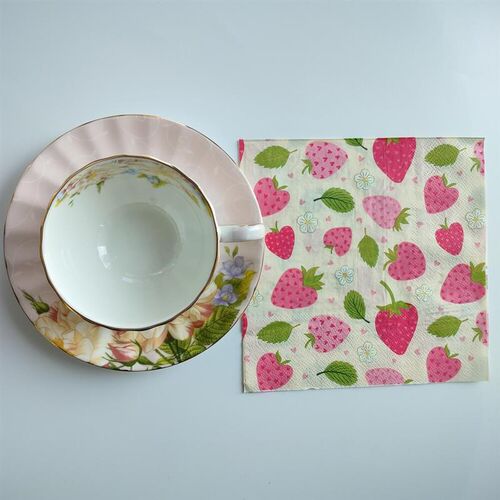 Love Heart Strawberry Paper Napkins 爱心草莓餐巾纸婚礼纸巾