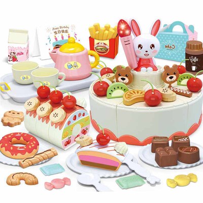 Childrens Cake Cut Fruit and Vegetale Pizza Play House Girl