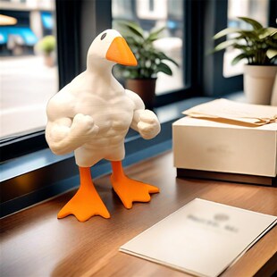 跨境新款Buff Duck Figurine大力士鸭子雕像磁吸钥匙扣树脂工艺品