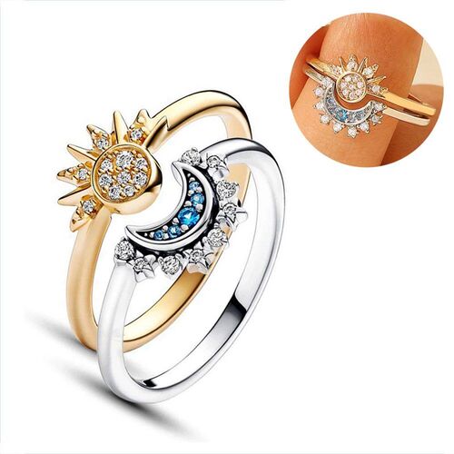 Fashion Sun Moon Star Rings For Women Temperament Adjutment