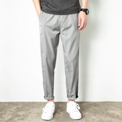 Summer New Drawstring Dipped Casual Pants Mens Ankle-length