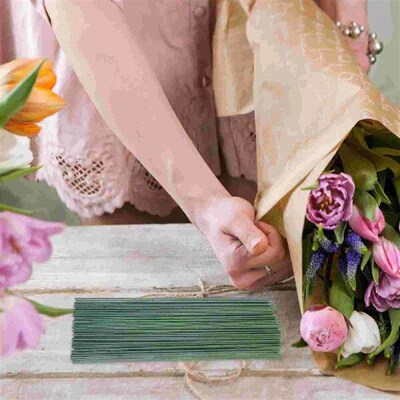 100 Pcs Twine Green Wire Flower Pole Bouquet Stem Iron Long