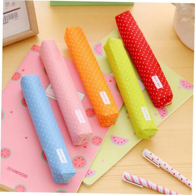 Strip Shape Pencil Bag Candy Color Dots Pencil Case Holder 1