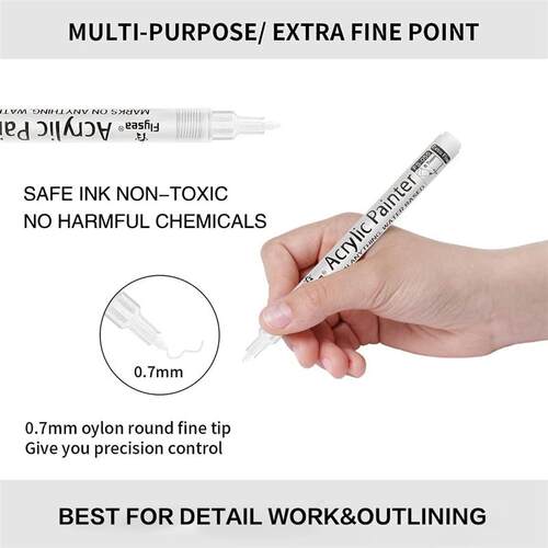 6Pcs/set White Acrylic Paint Pen for Rock Painting, Stone, C