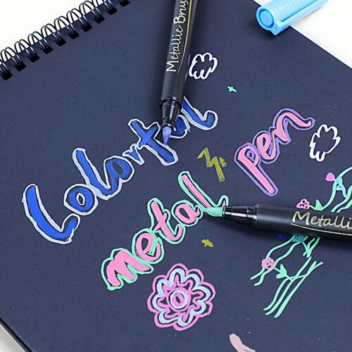 metallic brush pen DIY marker Colorful metal texture Soft