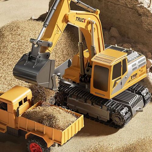 Alloy Remote Control Excavator Toy Car with Lights Sound Eff