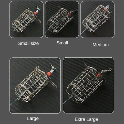 Bait Cage Silver Gray Fishing Feeder Holder Small Baiting