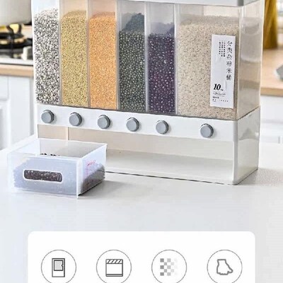 Automatic Plastic Cereal Dispenser Storage Box  Food Tank