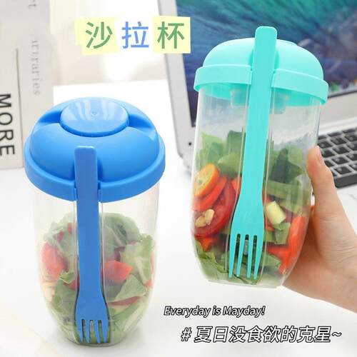 Portable Breakfast Salad Cup with Spoon, Vegetable Oatmeal C