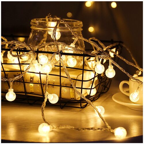 led fairy lights string bubble ball battery power waterproof
