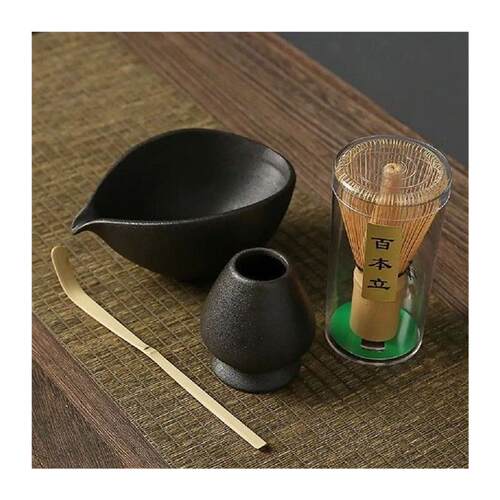 4PCS New Bamboo Ceramic Japanese Matcha Tea Set Food Grade