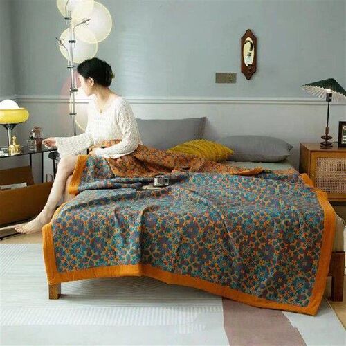 Jacquard cotton three-layer gauze blanket sofa cover large