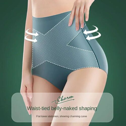 2024 Ice Silk Seamless Panties High Waist Flat Belly Womens