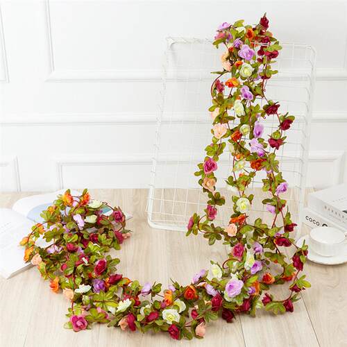 2.2 Meters Rose Artificial Flowers Christmas Garland for Wed