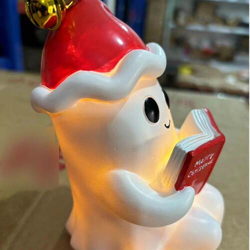 Cute Ghost Reading Book Lamp Ornament Book Lovers Halloween