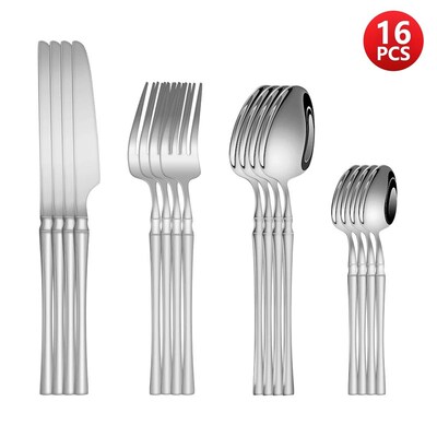 4/6/16/24pcs  Silver stainless steel cutlery Steak knife and