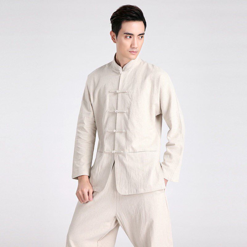 Chinese Style Linen 2607 Tang Mens Pants Middle-aged Long S
