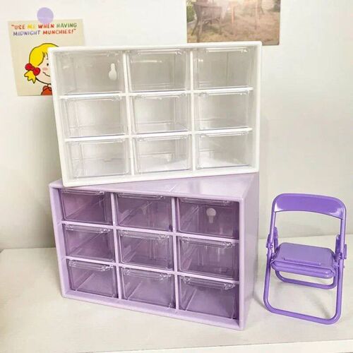 Desktop 9 Grid Storage Boxes Organizer Transparent Small Dra