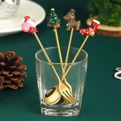 4 Pack Stainless Steel Cake Spoon Tasting Dessert Fork