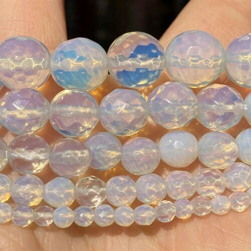 Natural Stone Faceted Opal Beads Round Loose Spacer Beads Fo