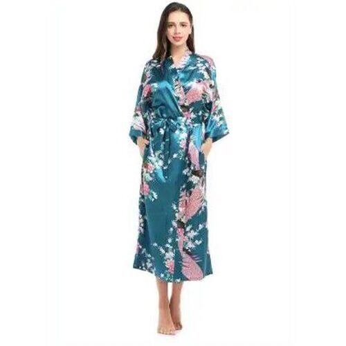 Womens Silk Satin Kimono Robes Long Sleepwear Dressing Gown