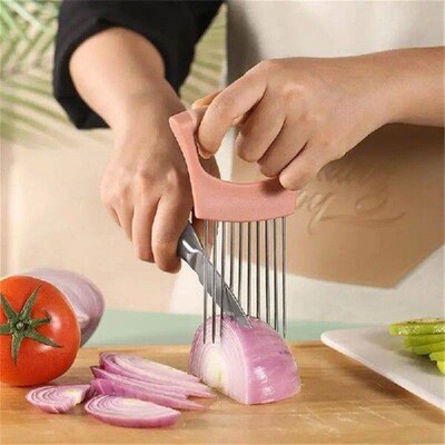Stainless Steel Onion Cutter Holder Food Slicers Assistant