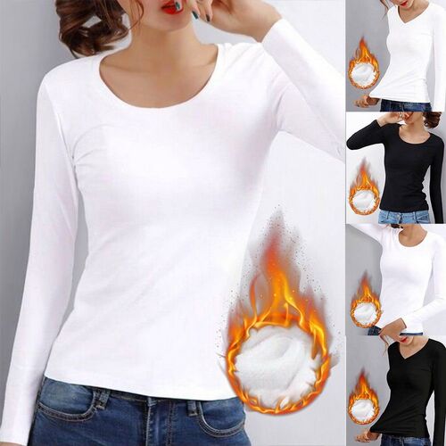 O Neck Long Sleeve Shirt Women Winter Bottoming Shirt
