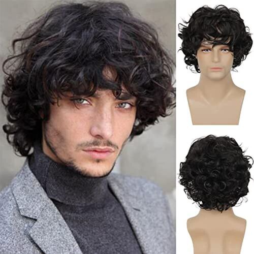 Wig Mens Short Curly Hair Fluffy Denim Style Mens Hair Hig