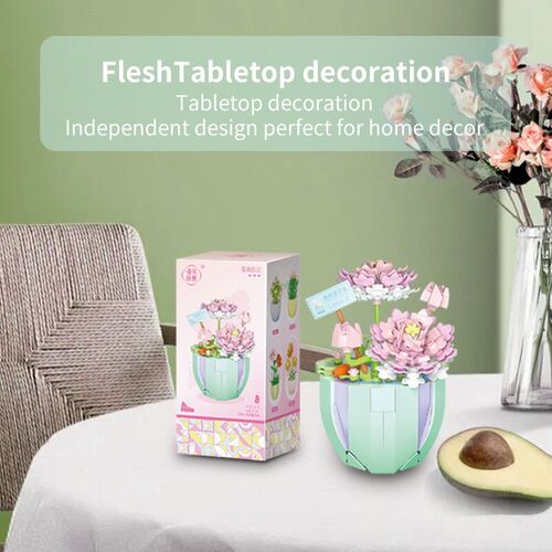 Lotus Flower Building Block Brick Eternal Bouquet Model Asse
