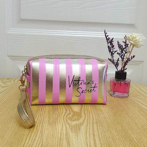 VS Striped Waterproof Cosmetic Bag Make Up Pouch Small
