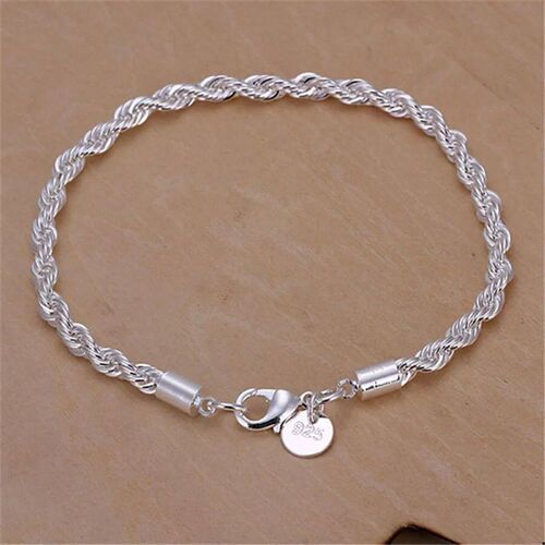 high quality silver color 4MM women men chain male twisted r