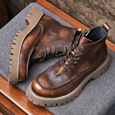 New British Retro Big Head Tooling Martin Boots Mens High T
