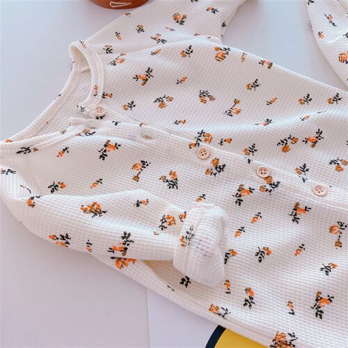 Baby Homewear 02 Years Old Waffle Floral Romper ML127 Free H