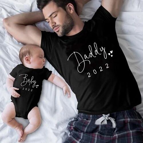 Funny Baby Daddy 2023 Family Matching Clothing Simple Pregna