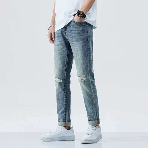 Casual Washed Distessed Ripped  Mens Steet Ansika Loose Dis