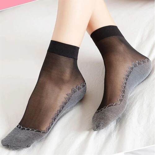 20pcs=10 Pairs Spring Summer Women Soft Socks Thin Silk Sock