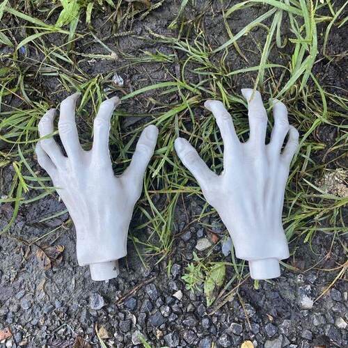 2Pcs Halloween Fake Skeleton Hands Plastic Human Hand Hallow