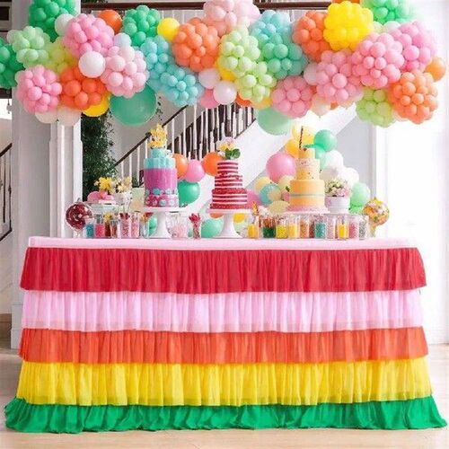 Wedding Party Tulle Table Skirt Cover Tableware Cloth Baby