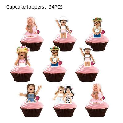 Pink Roblox Mining Pixel Game Kids Birthday Party Supplies